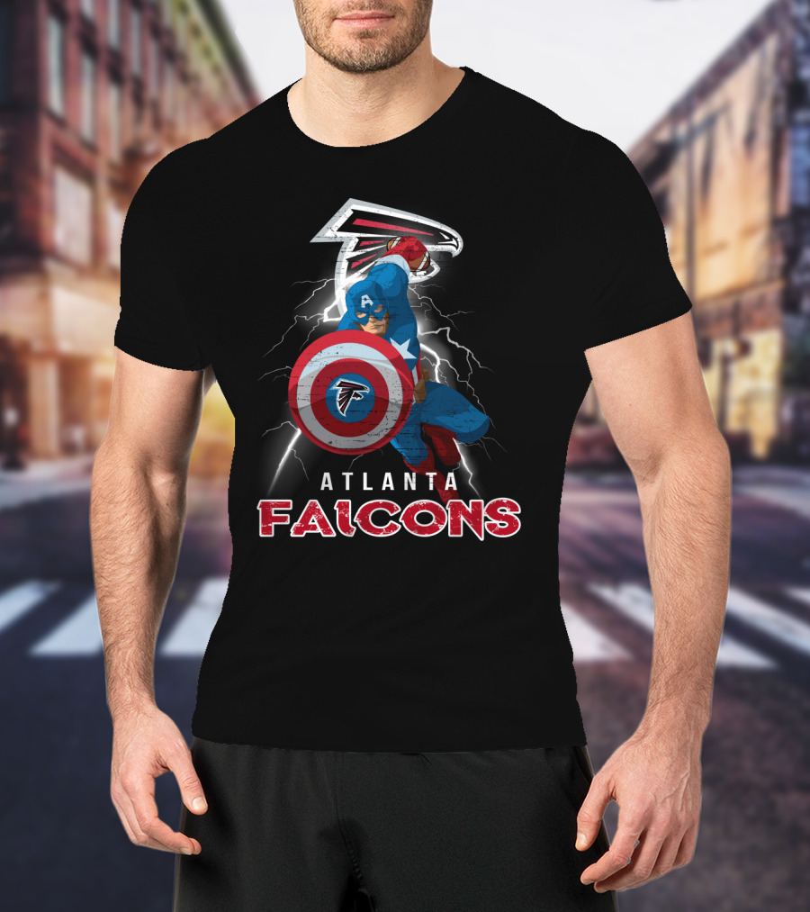 Atlanta Falcons Captain America Nfl Shield Lightning T-Shirt