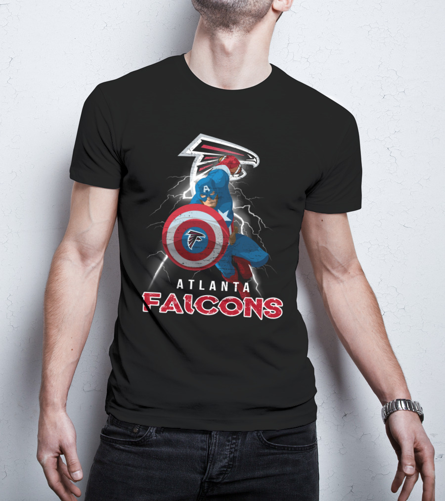 Atlanta Falcons Captain America Nfl Shield Lightning T-Shirt