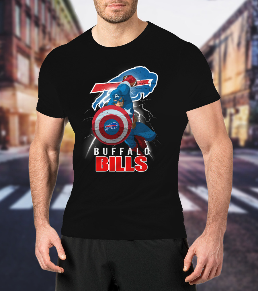 Captain America Buffalo Bills Nfl Superhero Collaboration T-Shirt