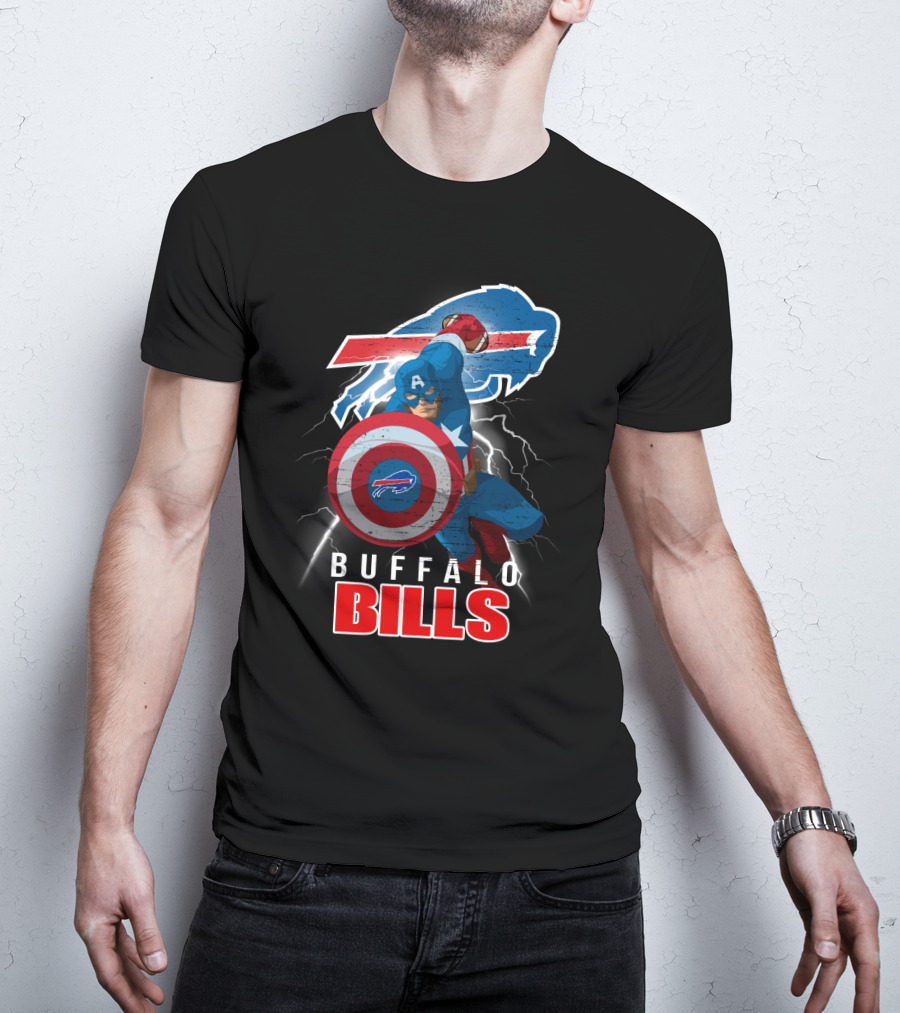 Captain America Buffalo Bills Nfl Superhero Collaboration T-Shirt