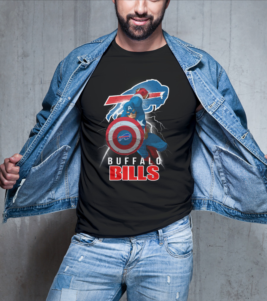 Captain America Buffalo Bills Nfl Superhero Collaboration T-Shirt