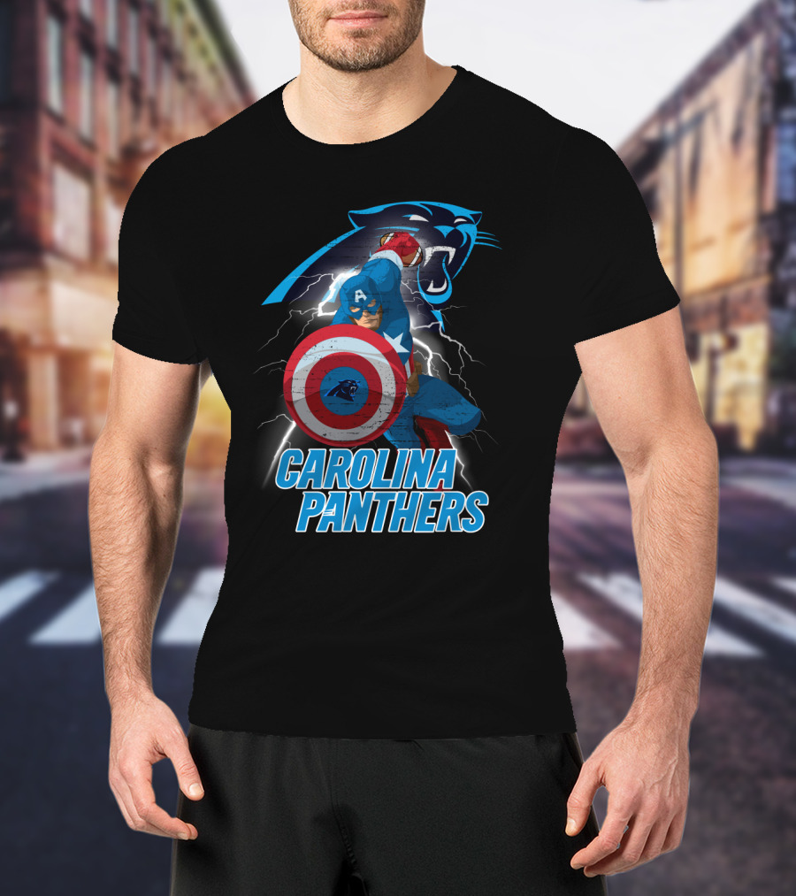 Carolina Panthers Captain America Nfl Crossover T-Shirt