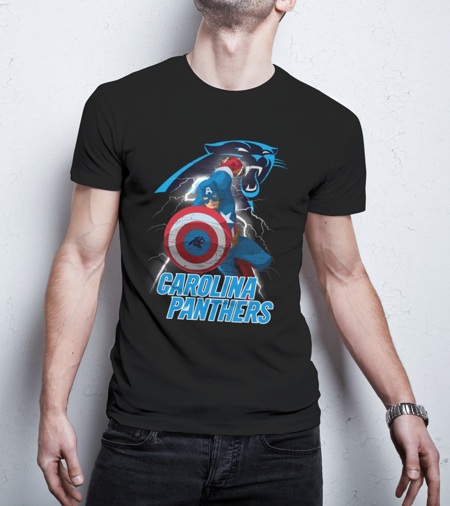 Carolina Panthers Captain America Nfl Crossover T-Shirt