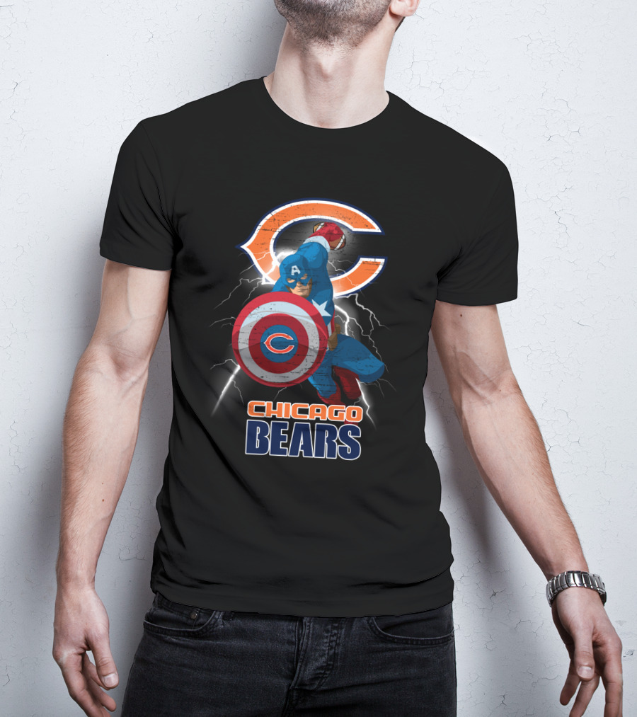 Captain America Chicago Bears Nfl Superhero Fan T-Shirt