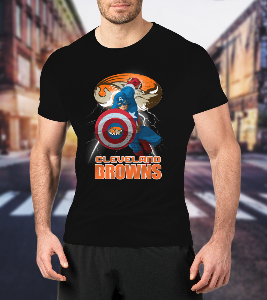 Captain America Cleveland Browns Nfl Football Crossover T-Shirt