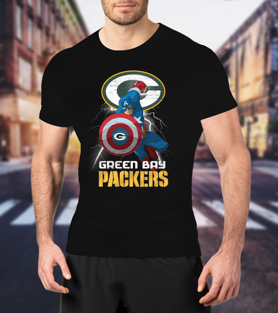 Green Bay Packers Captain America Shield Nfl Crossover T-Shirt