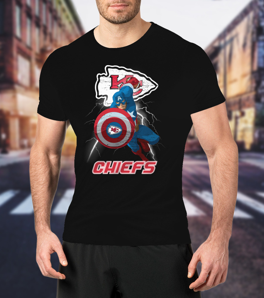 Kansas City Chiefs Captain America Nfl Crossover T-Shirt