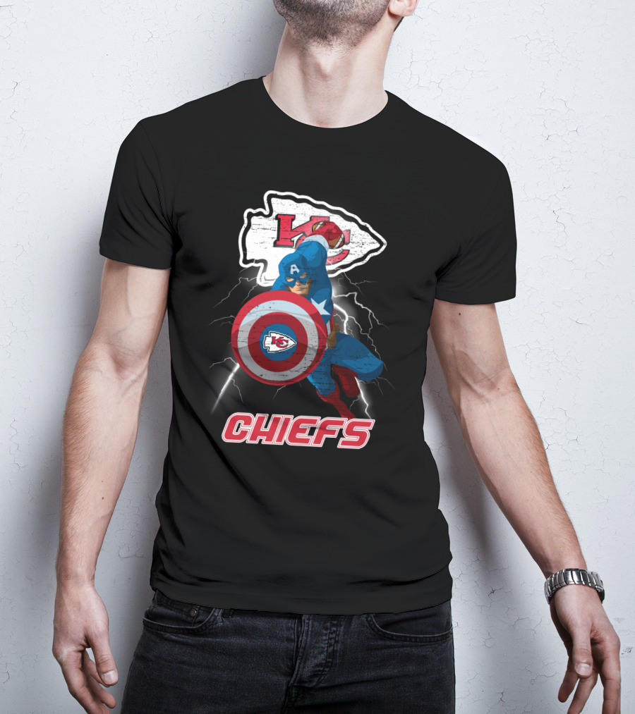 Kansas City Chiefs Captain America Nfl Crossover T-Shirt