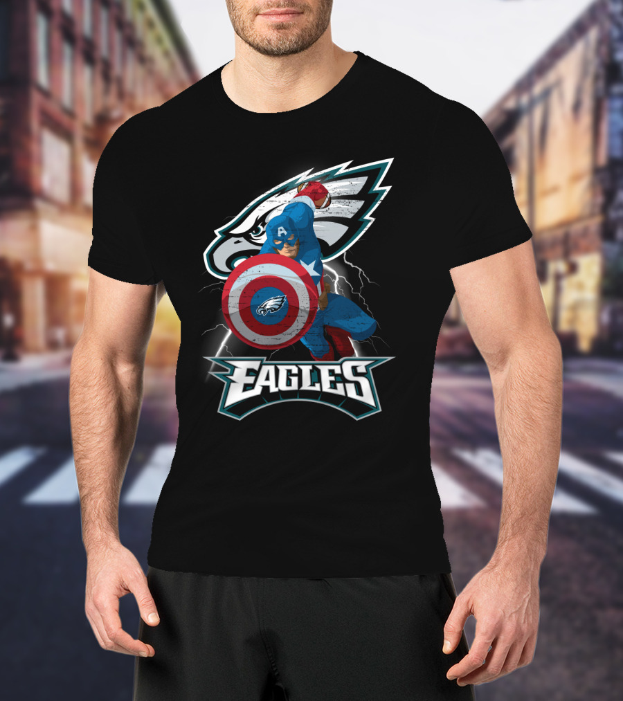 Philadelphia Eagles Captain America Nfl Shield T-Shirt