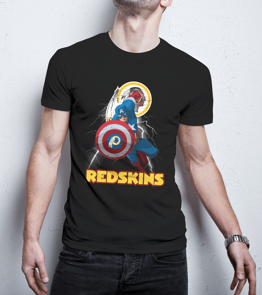 Captain America Redskins Nfl Lightning T-Shirt