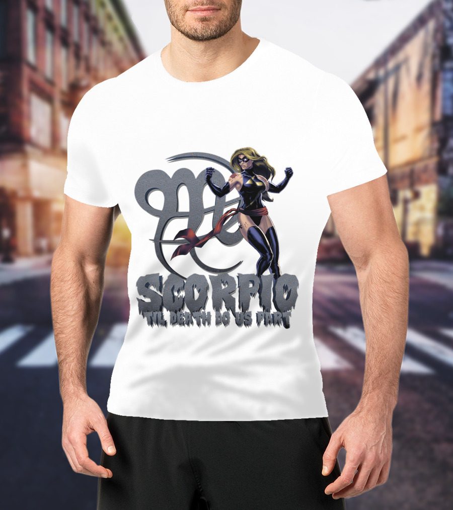 Captain Marvel Scorpio Til Death Do Us Part T-Shirt