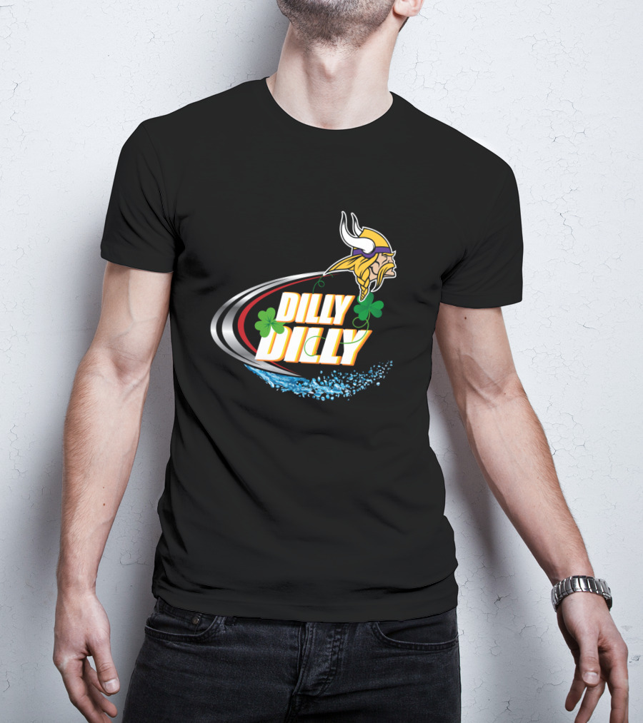 Dilly Dilly Minnesota Vikings Logo With Shamrocks And Water Splash T-Shirt