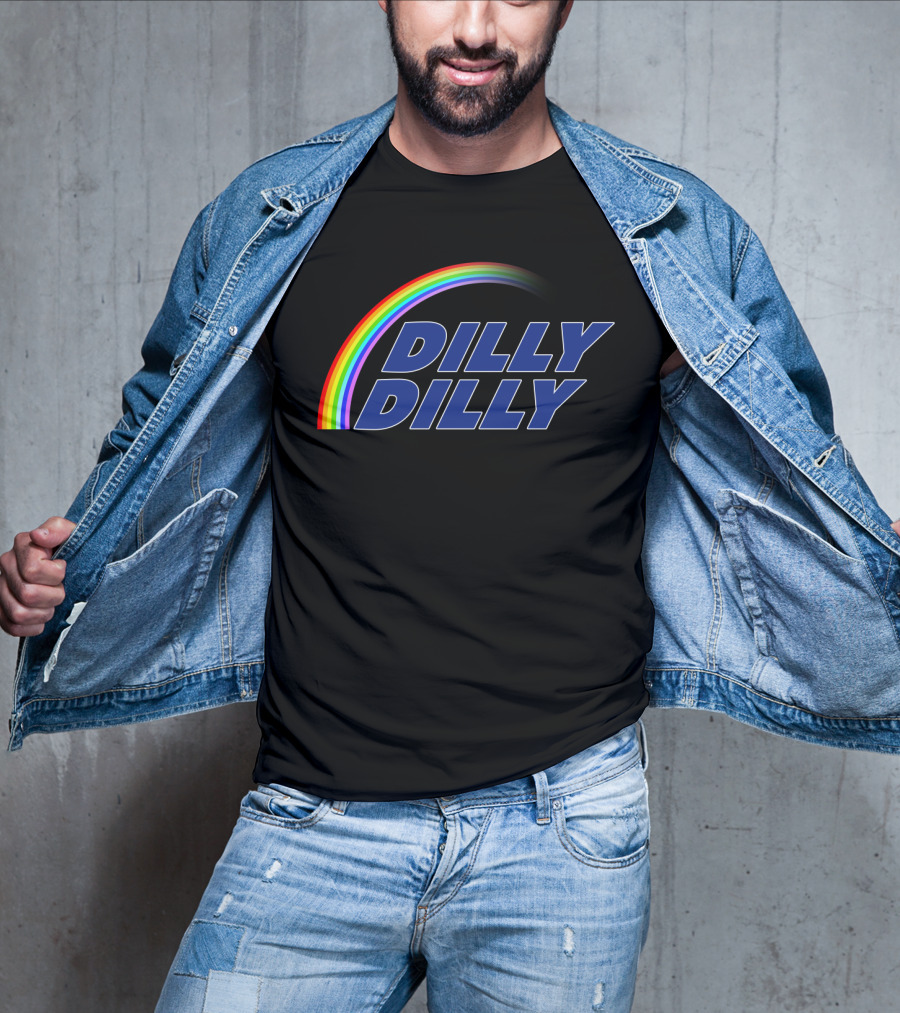 Dilly Dilly Rainbow Text With Multicolored Arch T-Shirt