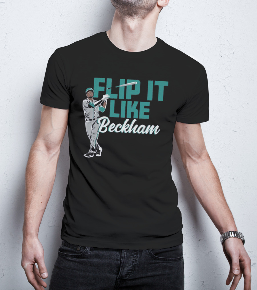 Baseball Bat Flip It Like Beckham Seattle Mariners Fans T-Shirt