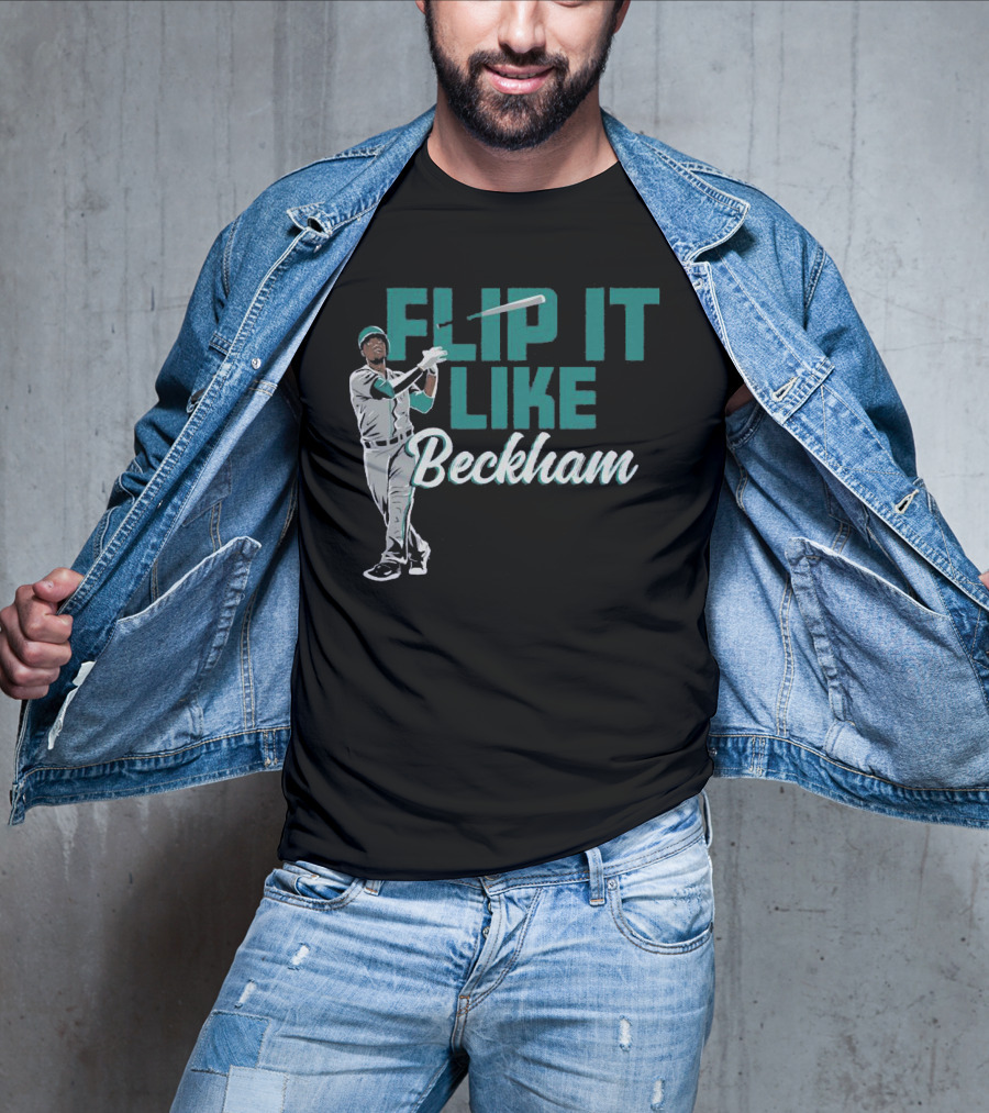 Baseball Bat Flip It Like Beckham Seattle Mariners Fans T-Shirt