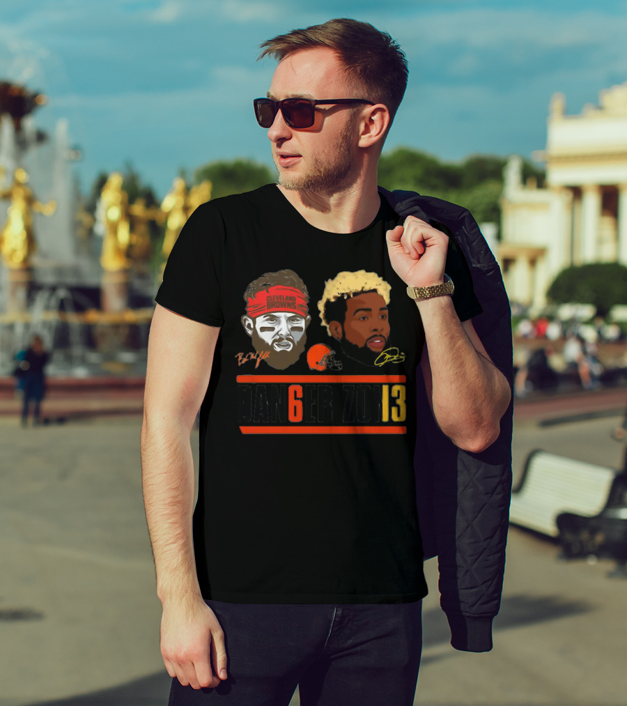 Cleveland Browns Baker Mayfield Odell Beckham Jr Danger Zone 6 And 13 T-Shirt