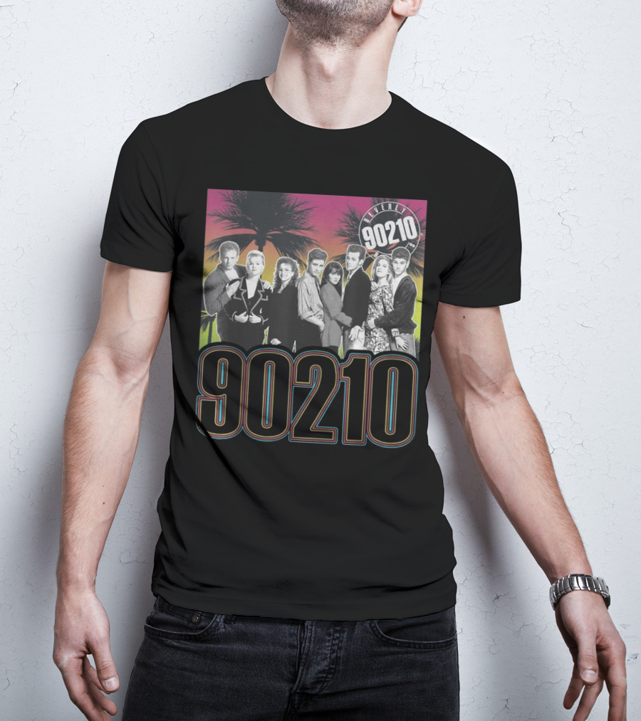 Beverly Hills 90210 Cast With Palm Trees Retro Style 90s Vibe T-Shirt