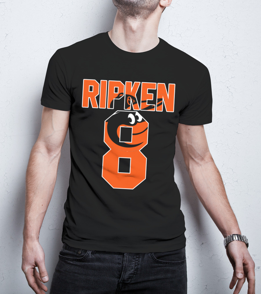 Ripken 8 Baltimore Orioles Cal Ripken Jr Majestic Baseball Number T-Shirt