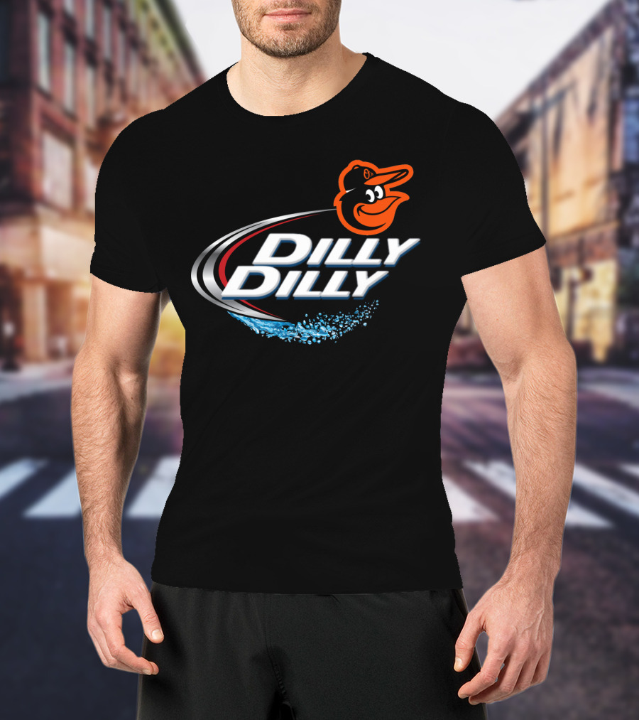 Baltimore Orioles Dilly Dilly Logo With Orioles Mascot And Water Splash Elements T-Shirt