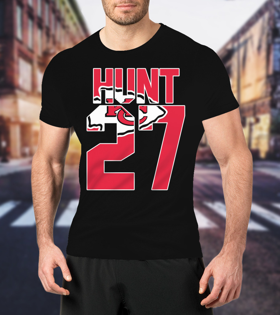Hunt 27 Kansas City Chiefs Logo Kareem Hunt Game Jersey T-Shirt