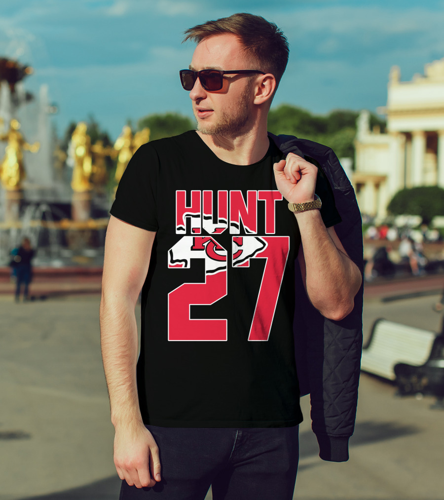 Hunt 27 Kansas City Chiefs Logo Kareem Hunt Game Jersey T-Shirt