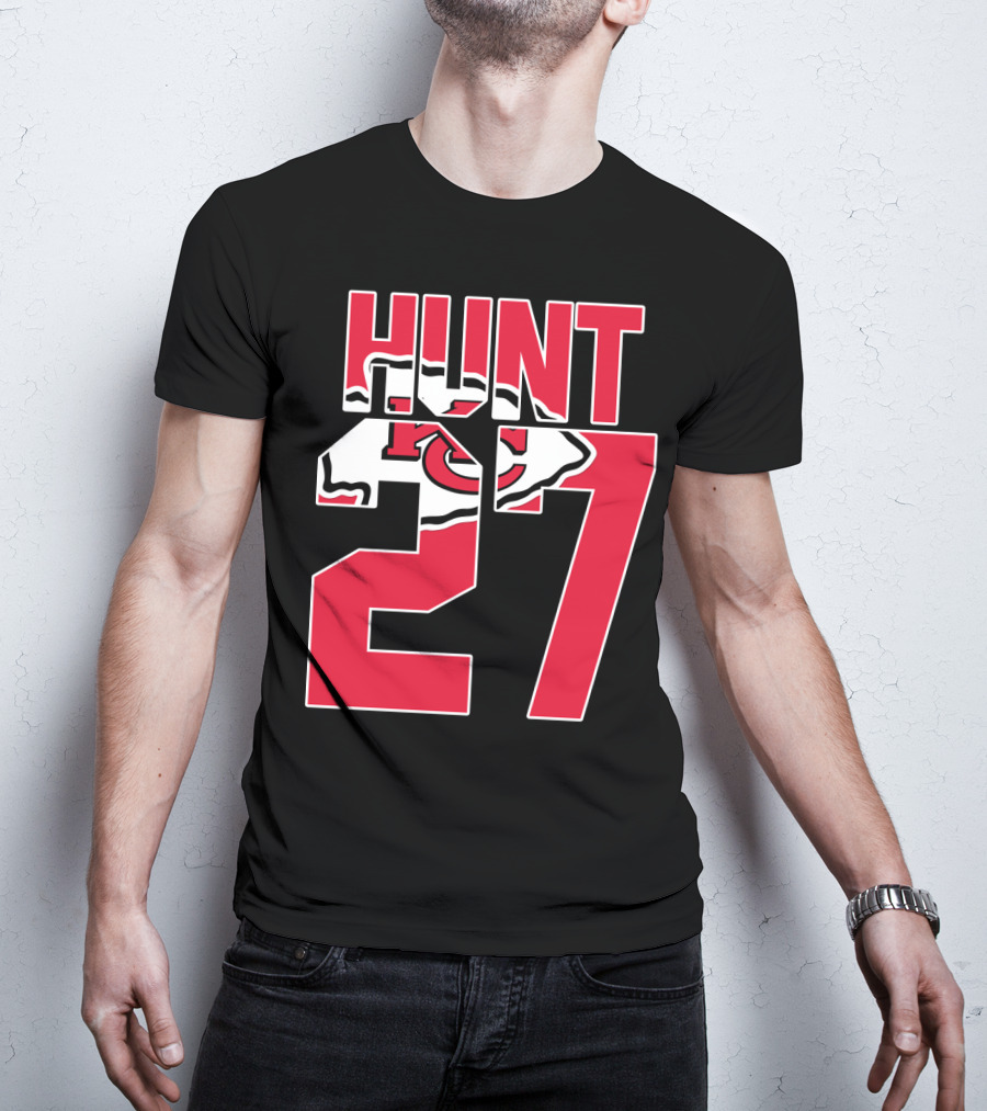Hunt 27 Kansas City Chiefs Logo Kareem Hunt Game Jersey T-Shirt