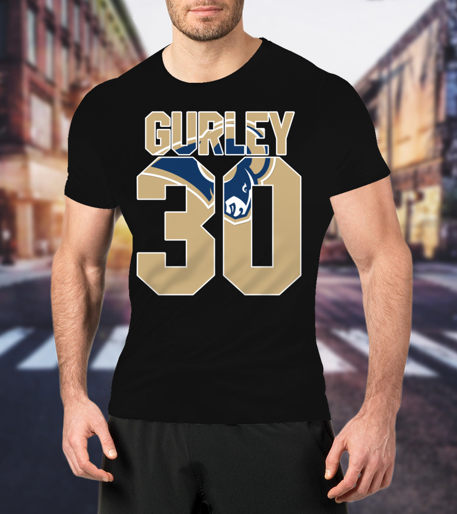 Gurley 30 Los Angeles Rams Logo Jersey T-Shirt