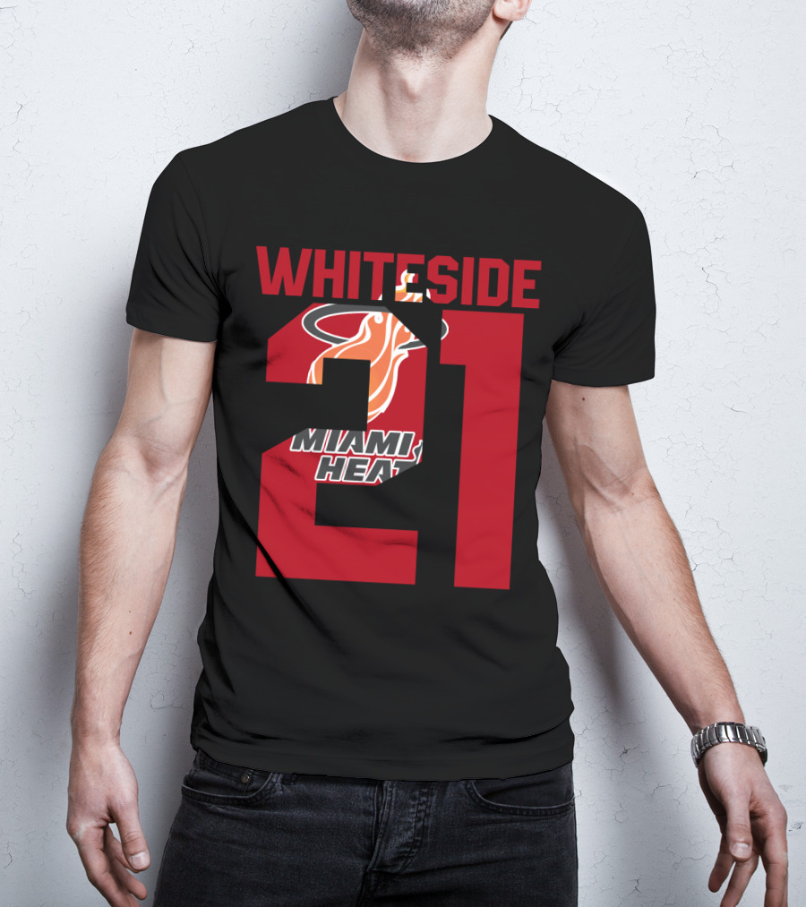 Whiteside 21 Miami Heat Iconic Basketball Tribute T-Shirt