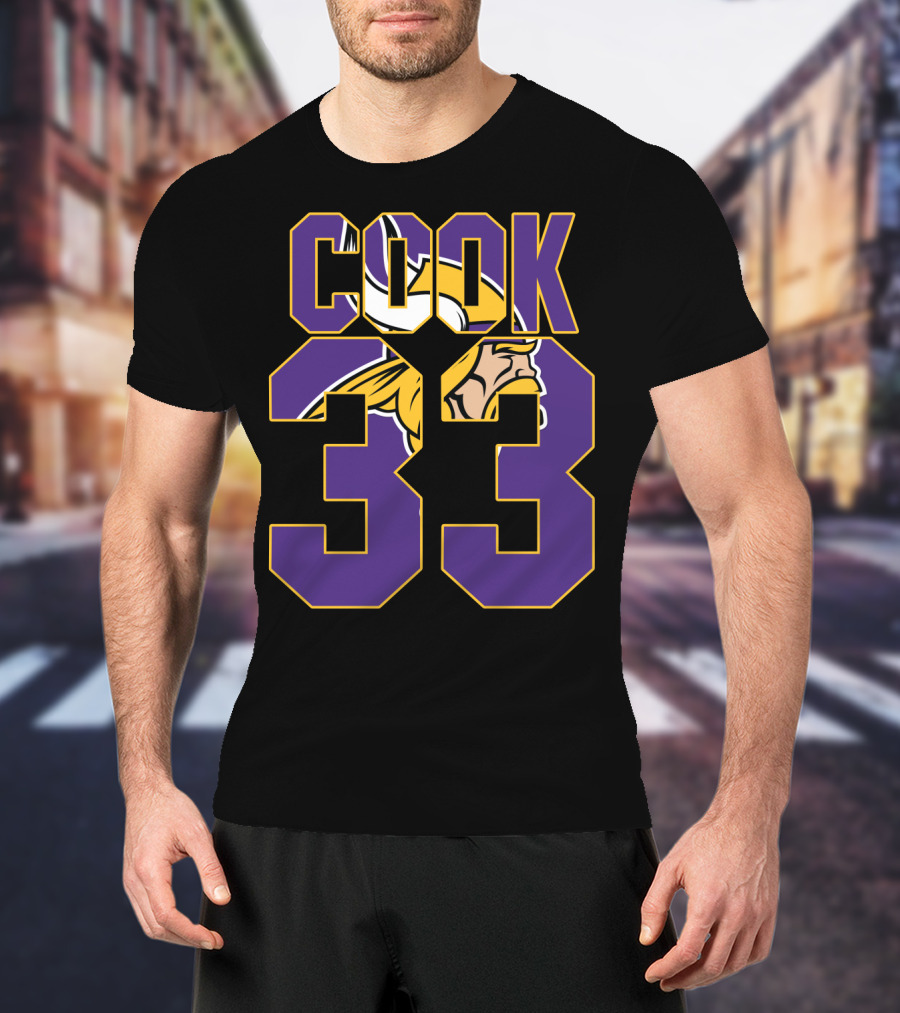 Minnesota Vikings Dalvin Cook 33 Viking Head Logo Jersey T-Shirt