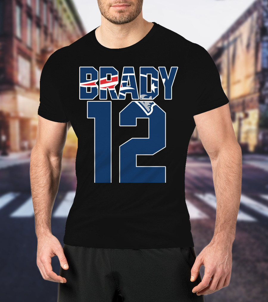 Brady 12 New England Patriots Logo Tom Brady T-Shirt