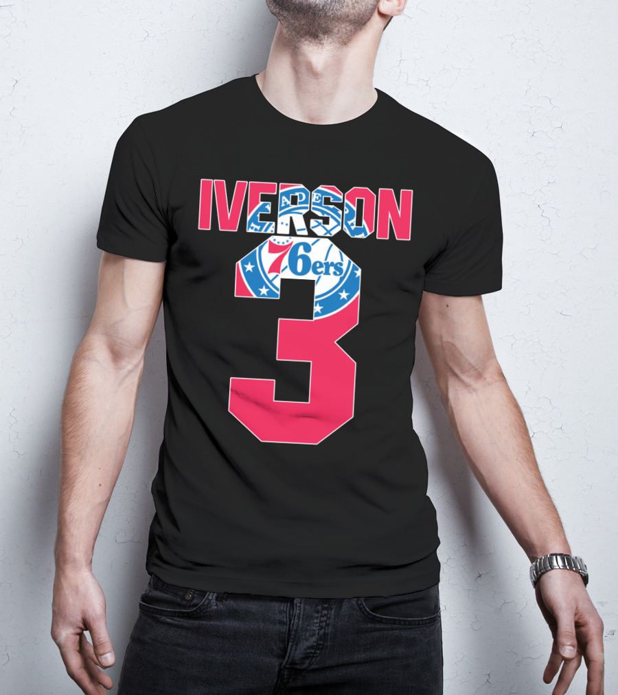 Philadelphia 76ers Allen Iverson 3 Logo Nba T-Shirt