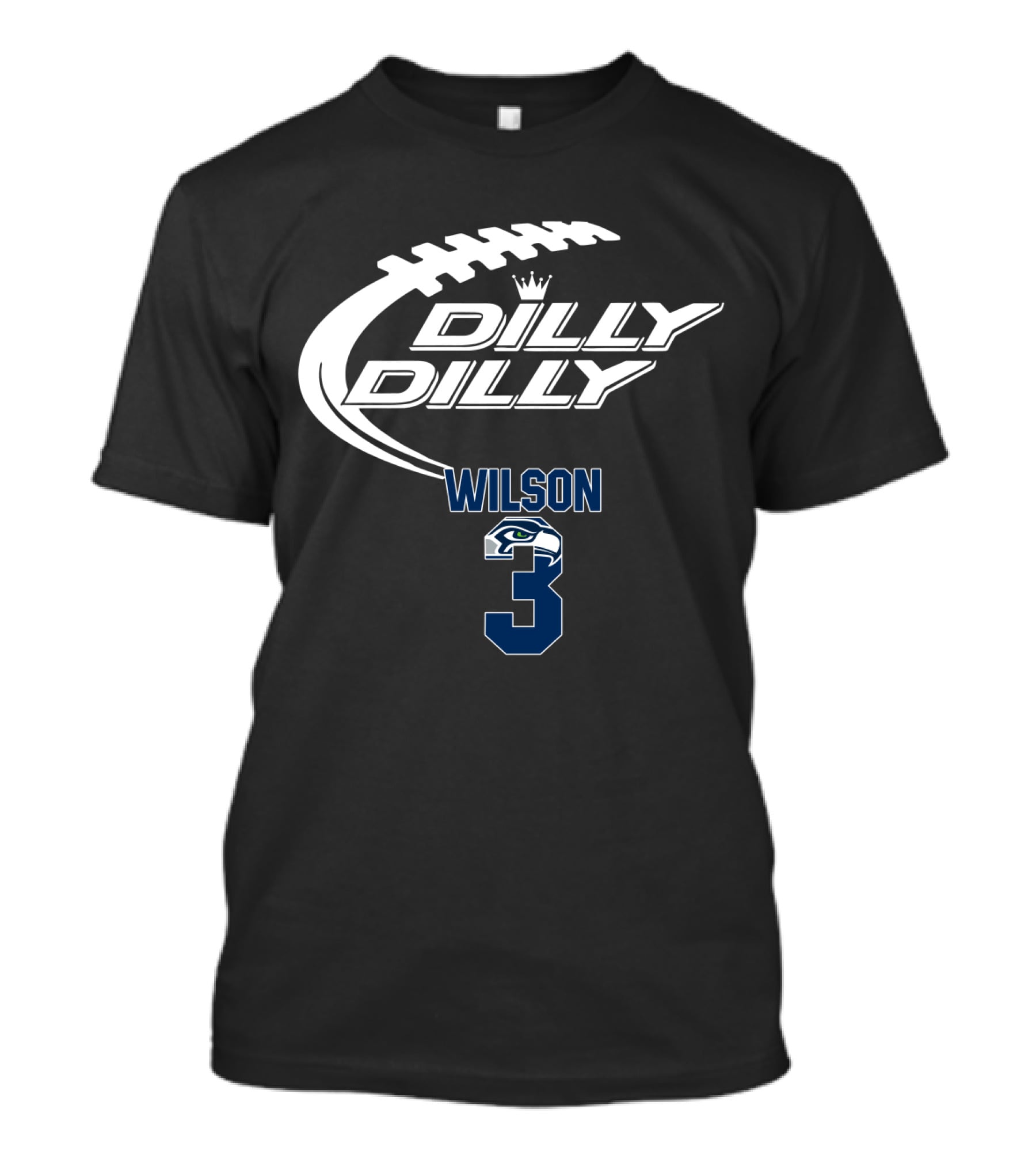 Seattle Seahawks Wilson Dilly Dilly Football Crown T-Shirt