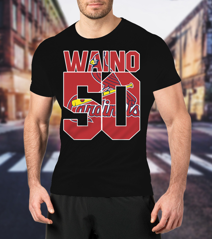 Waino 50 St. Louis Cardinals Iconic Logo Adam Wainwright T-Shirt