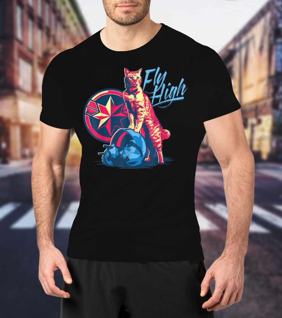 Captain Marvel Goose Fly High Star Emblem Pilot Helmet T-Shirt