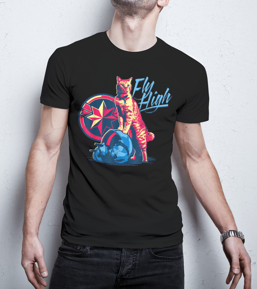 Captain Marvel Goose Fly High Star Emblem Pilot Helmet T-Shirt