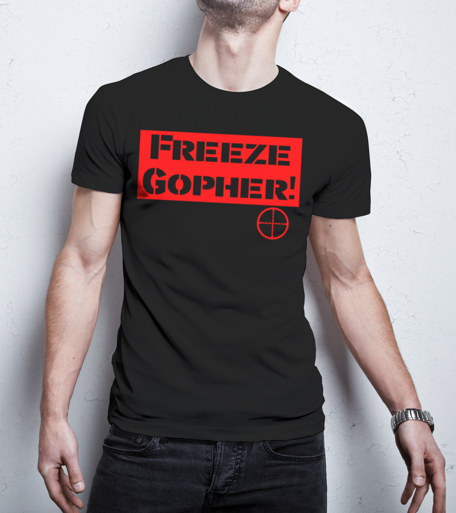 Freeze Gopher Red Stencil With Crosshair Target T-Shirt