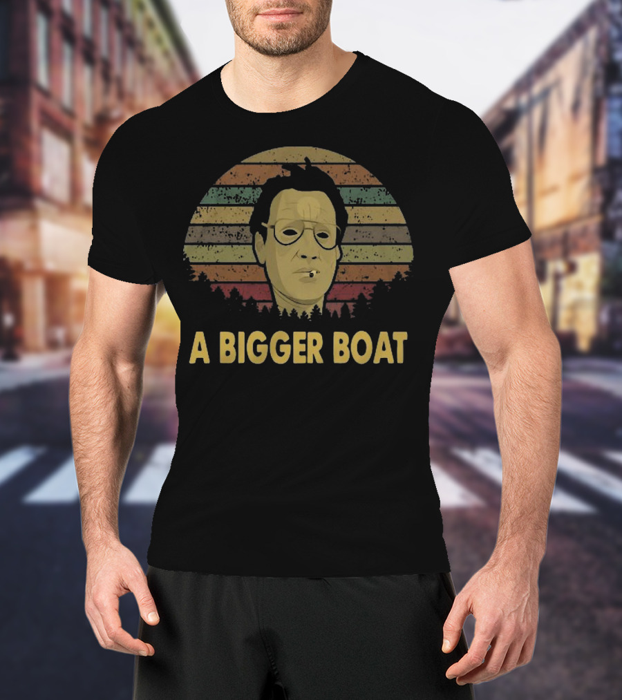 A Bigger Boat Jaws Martin Brody Vintage Style Stripes T-Shirt