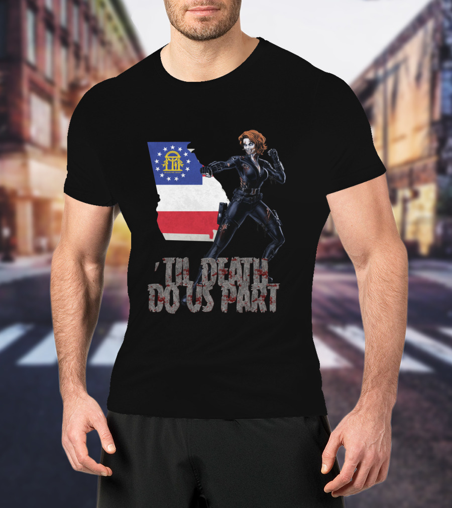 Georgia Flag Black Widow 'Til Death Do Us Part T-Shirt