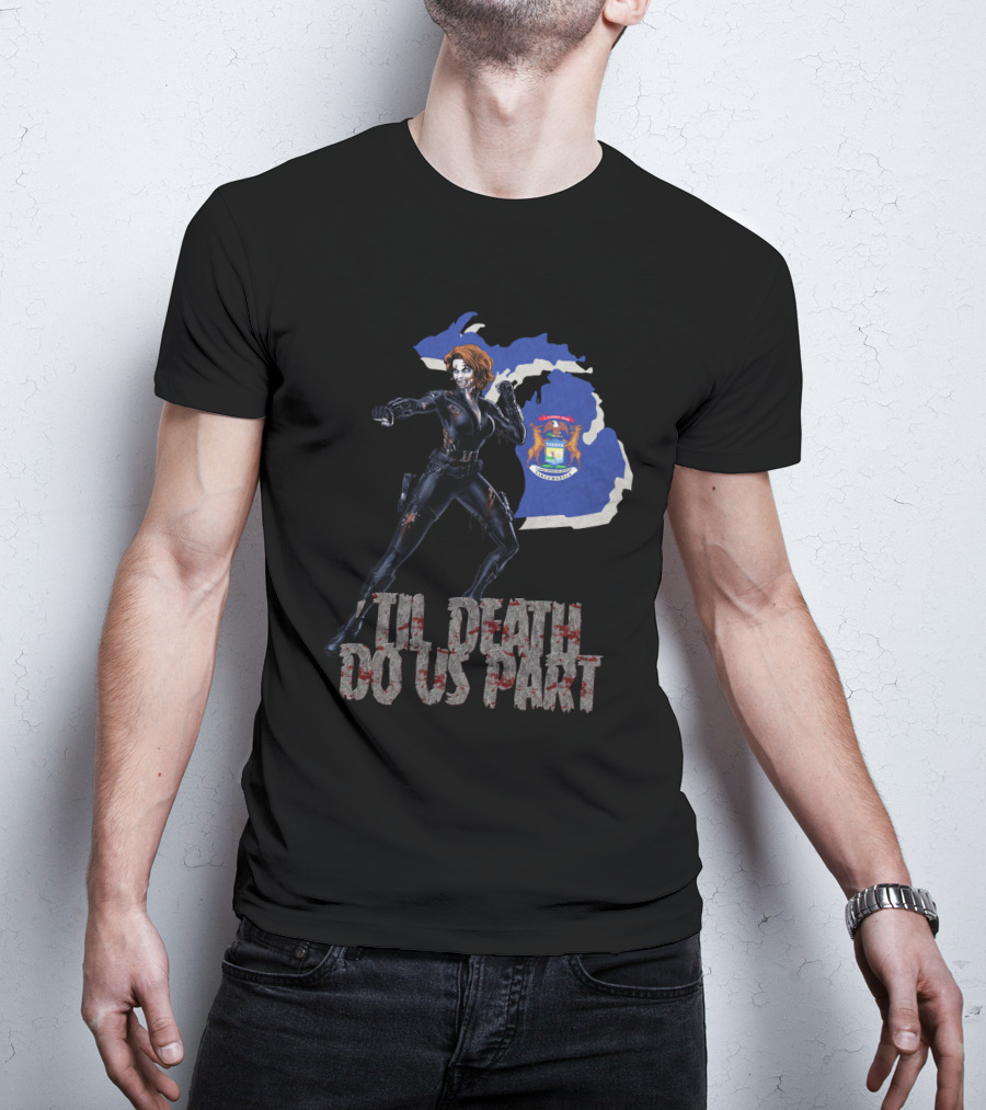 Til Death Do Us Part Black Widow Michigan State T-Shirt