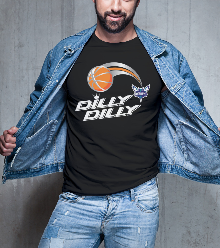 Charlotte Hornets Dilly Dilly Basketball Logo With Orange Ball And Crown T-Shirt