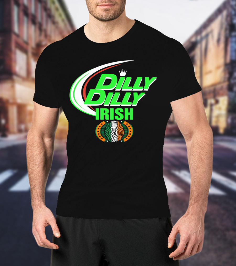 Dilly Dilly Irish St Patrick's Day With Irish Flag And Crown Motif T-Shirt