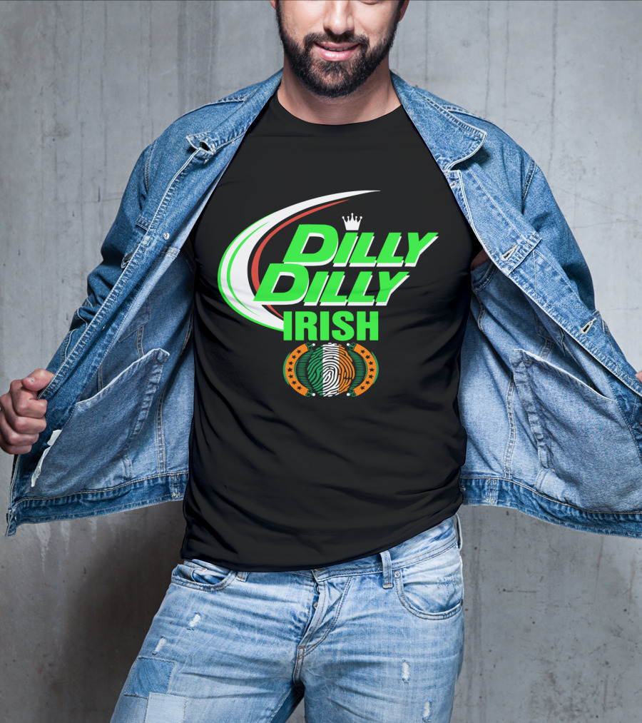 Dilly Dilly Irish St Patrick's Day With Irish Flag And Crown Motif T-Shirt