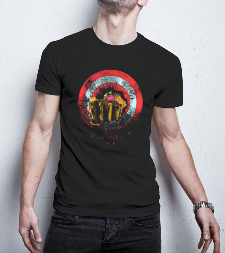 Infinity War Thanos Gauntlet Breaking Captain America Shield T-Shirt