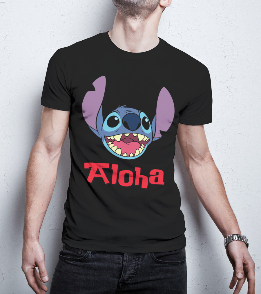 Lilo And Stitch Aloha Stitch Iconic Blue Character Smile T-Shirt