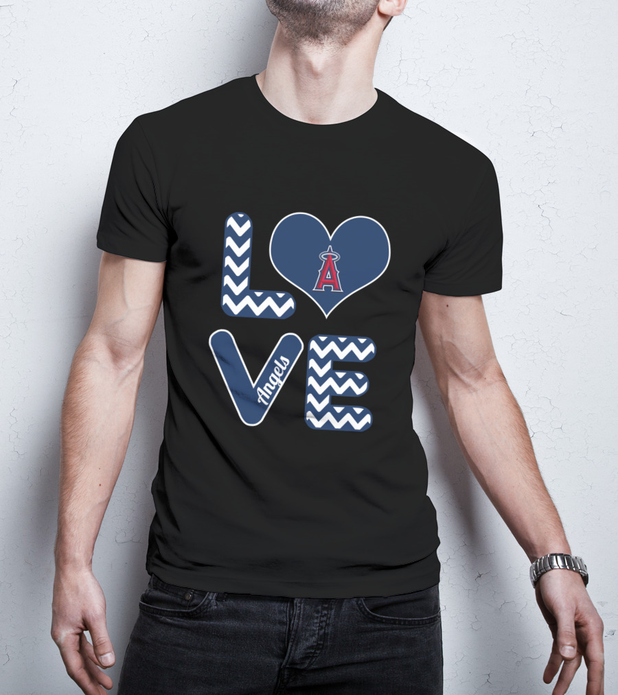 Love Angels Heart Chevron Design For Los Angeles Baseball Fans T-Shirt