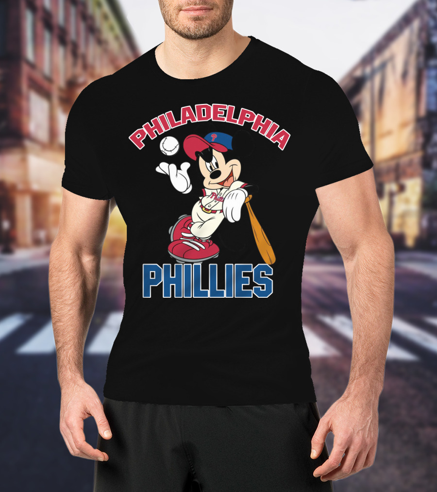 Philadelphia Phillies Mickey Mouse Baseball Player T-Shirt