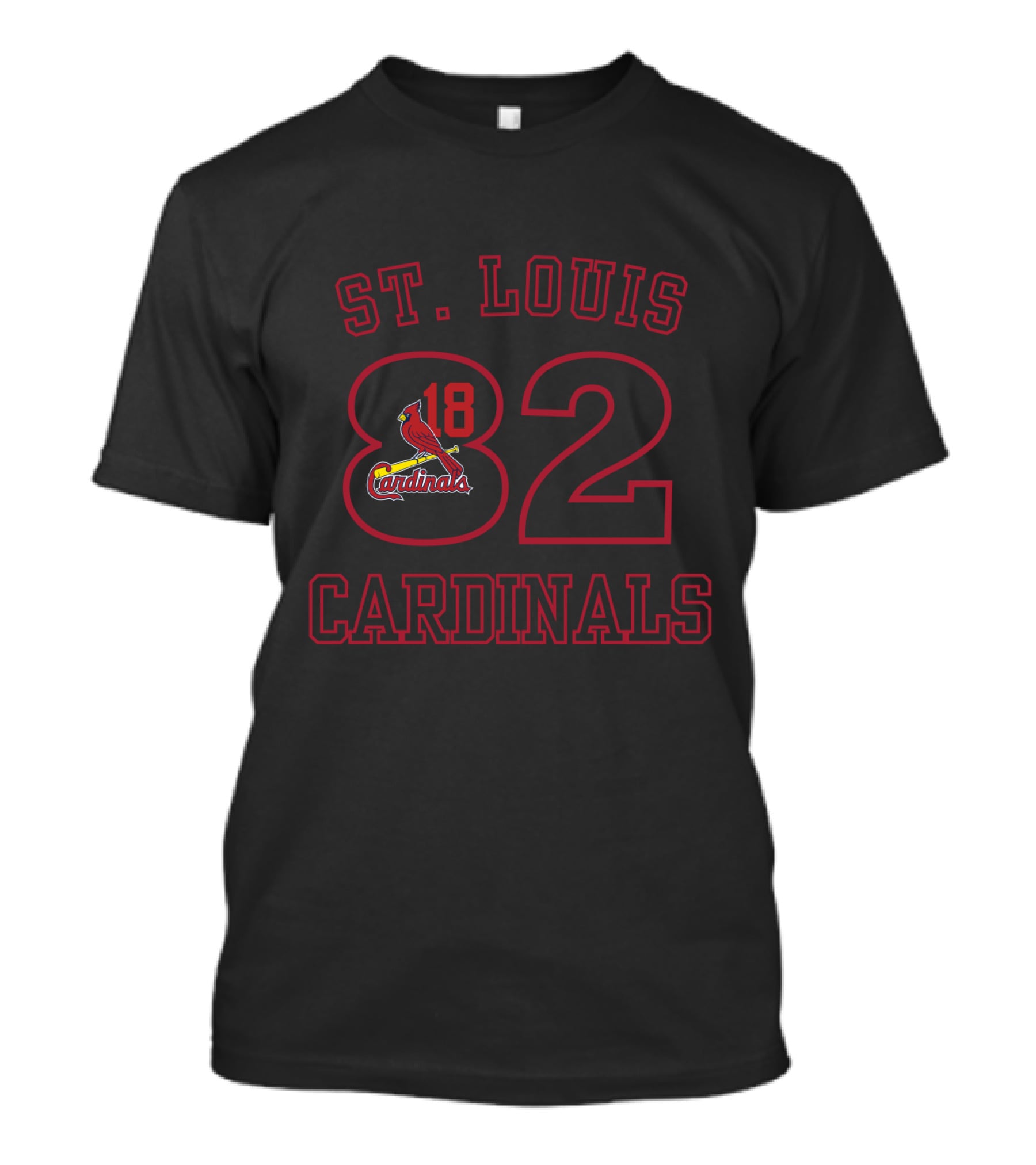 St Louis Cardinals 1882 Logo With Red Bird And Baseball Bat T-Shirt