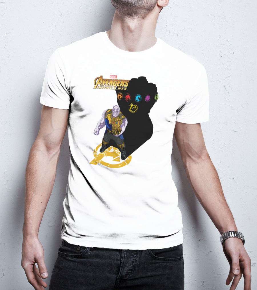Avengers Infinity War Thanos With Gauntlet And Infinity Stones Shadow Marvel T-Shirt