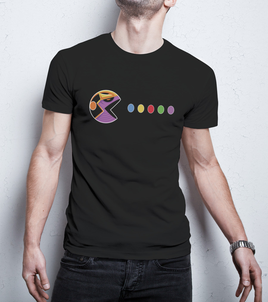 Thanos Pac Man Infinity War Style Mash Up With Iconic Gemstone Colors T-Shirt