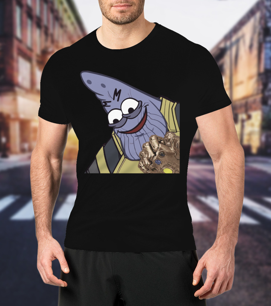 Thanos Mashup With Cartoon Character Holding Infinity Gauntlet T-Shirt